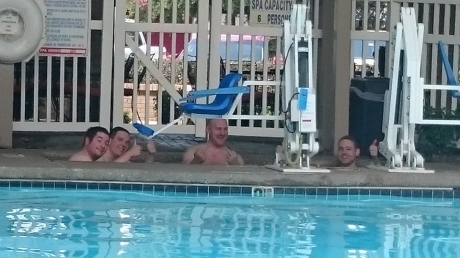 Jason and Tour 2 2016 team mates at the Best Western Hot Tub