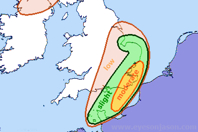 Storm risk in the south east of the UK