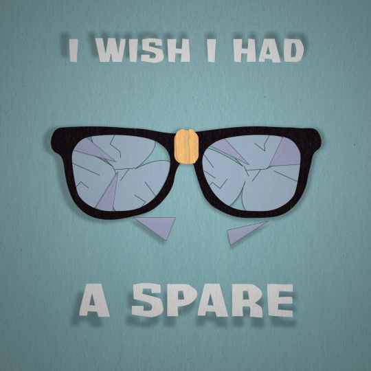 I Wish I Had A Spare - an image of a broken pair of glasses