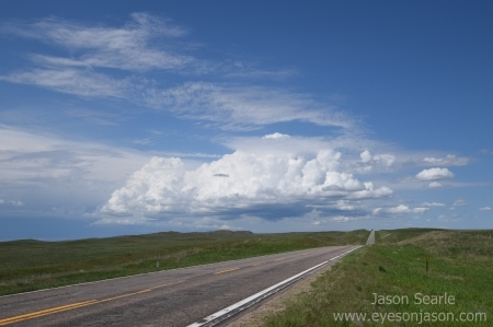 The cell that started our main journey, with the Wyoming storms to the left of the picture