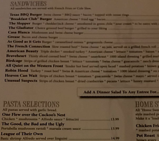 Oscar's Menu