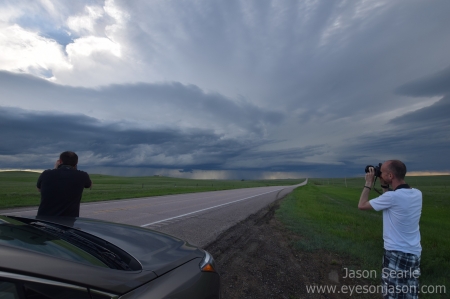 Adam and Olly admiring the storm