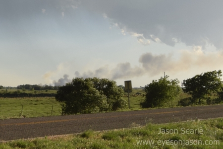 Wildfire started by close lightning strike