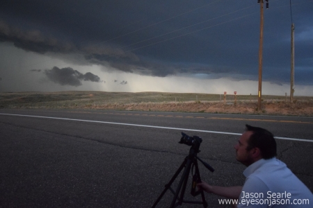 Adam Simpkins, Wiltshire Storm Chaser photographing the storm