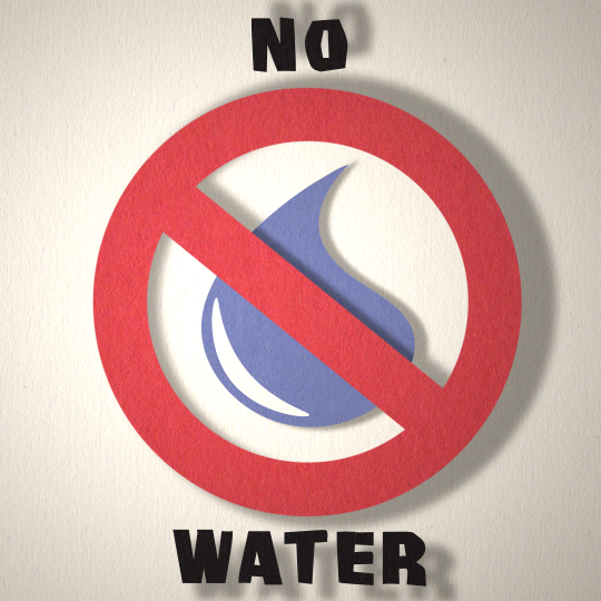 A water drop in a prohibited sign appears with the words A water drop in a prohibited sign appears with the words