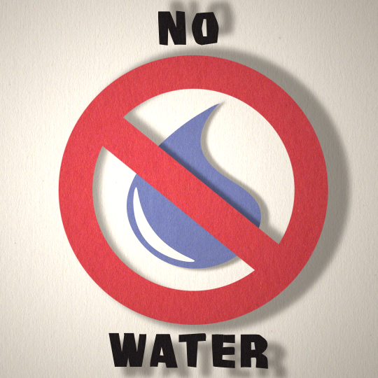 A water drop in a prohibited sign appears with the words 