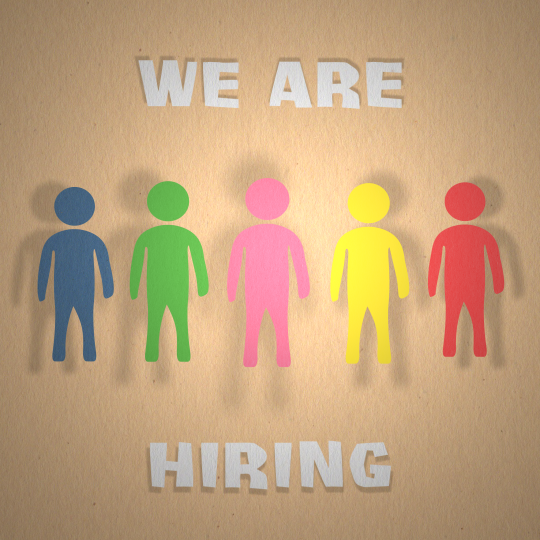 We are hiring - an image with five people silhouettes of different colours