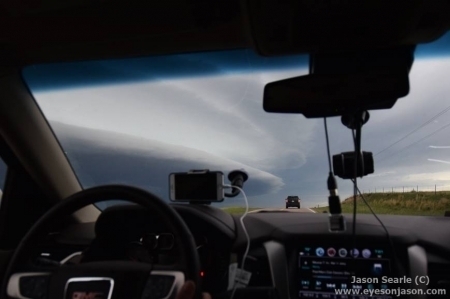 Supercell in front of the car