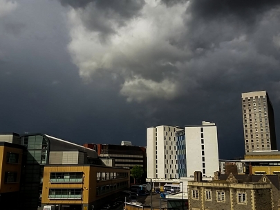 Stormy view from the Bristol Eye Hospital