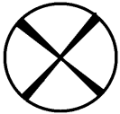 4 white sections on a black background, but feasible (although less likely) a black cross on a white background.
