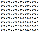 Multiple V shapes in lines and columns take the formation of square. The bottom right hand corner has the V shapes inverted but this is difficult to distinguish