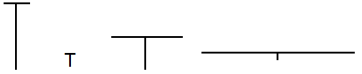 4 T shapes, the first with a tall spine, the second a normal T, the third T has a mildly elongated top and the final T has an excessively long top